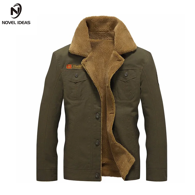 Buy Thicken Fleece Winter Bomber Jacket Men Air Force