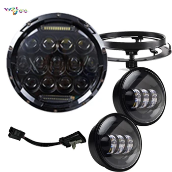

7Inch LED Headlight & 4.5 inch fog lights drl Lamps with 7" Adapter bracket Ring For Motorcycle.