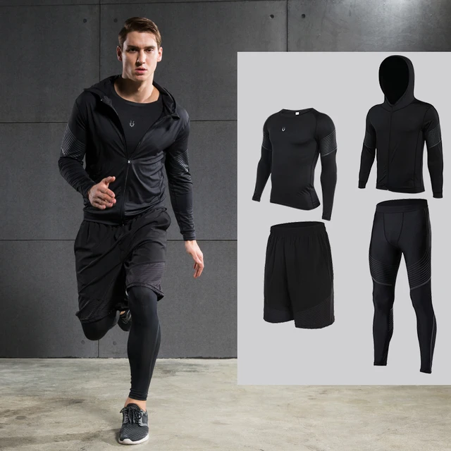 Men's Compression Sets Running Sets Long Sleeve Shirt Jackets Shorts ...