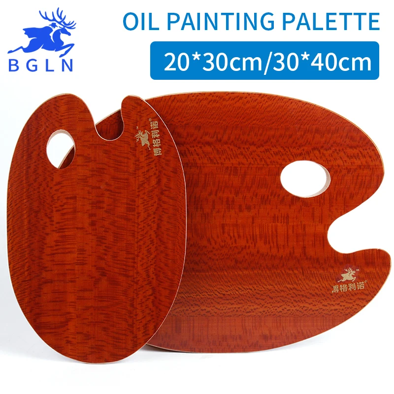 BGLN 1Pcs Oval Oil Painting Palette Wooden Walnut Color Professional Acrylic Paint Tray Artist Paleta Art Supplies | Канцтовары для