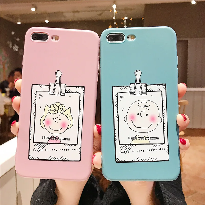 

Cute Men and Women Soft Shell Phone Case For iPhoneX XR XS Couple embossed anti-fall Phone Case For iPhone7 6 6S Back Cover
