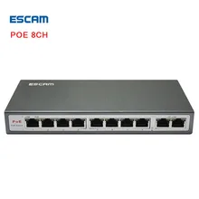 Escam 8CH PoE Switch POE8CH 2 Lan port 10/100M 150m Distance for IP Camera CCTV System NVR POE Power Supply Network Switches