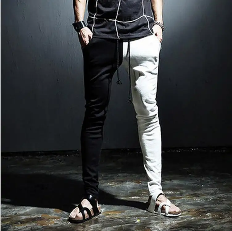 

27-46 2023 Men's Clothing GD Hair Stylist Fashion Personality Black White Mosaic Harem Pants Trousers Plus Size Singer Costumes