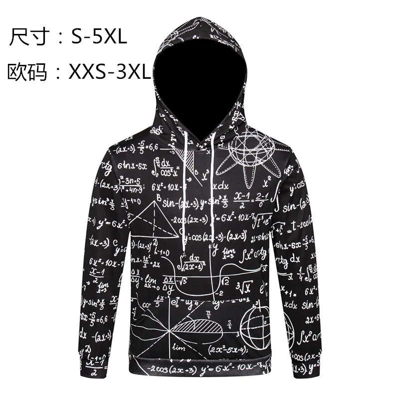 

ZOGAA 2019 Spring and Autumn 3D Long Sleeve Albert Einstein Mathematical Formula E MC2 Printed Hat Shirt Couple Clothes hoodies