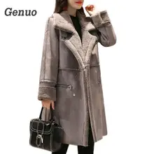 Genuo Women's Winter Coat Thick Warm Cashmere Woolen Coat Female Turn-down Collar Long Winter Jacket Women Wool Jackets Outfits