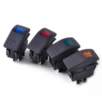 

beler High Quality Plastic 1Pc 4Pin Waterproof Rocker Toggle Switch ON OFF Button LED Light for Car Boat 12V 20A for VW Audi