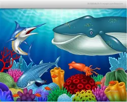 Beibehang морской мир Тропические рыбы Коралл ручная роспись акварель КИТ мультфильм задний план обои papel де parede папье peint