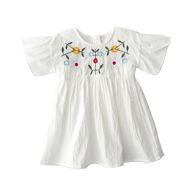 

High Quality BBD New Kids Summer Cotton Embroidery Round neck dress. 3-7Y leisure princess dress.