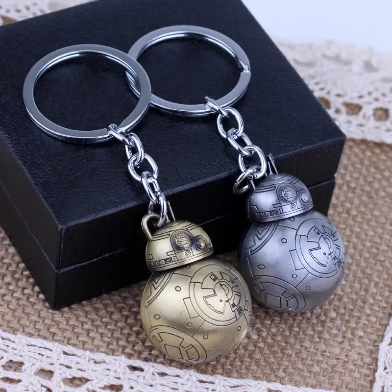 

dongsheng Star Wars BB8 BB-8 3D Model Keychains Movie Cosplay Antique Silver Bronze Metal Alloy Pendant Keyring Key Chain
