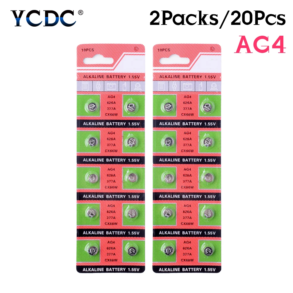 YCDC 20 штук 1,55 V часы Батарея 376 377 565 377A AG4 D377 GP377 L626 LR626 SR626 SR626SW V377 кнопка плоский круглый Аккумулятор Bateria