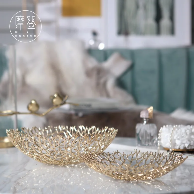 

Golden Howllow Out Serving Bowl / Gilded Fruit Serving Tray Set ( 3pcs of 27cm+25cm+22cm )/ Made of Terne Metal