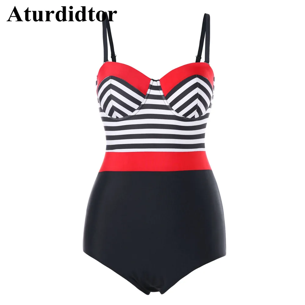 Plus Size One Piece Cami Strap Swimwear Women Large Size Underwire Push