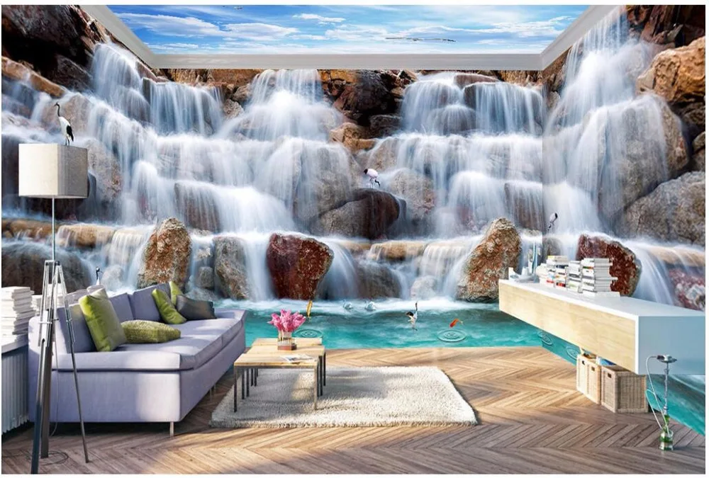 

3d room wallpaper custom photo Waterfall Water House Full House Space Wall painting 3d wall murals wallpaper for walls 3 d