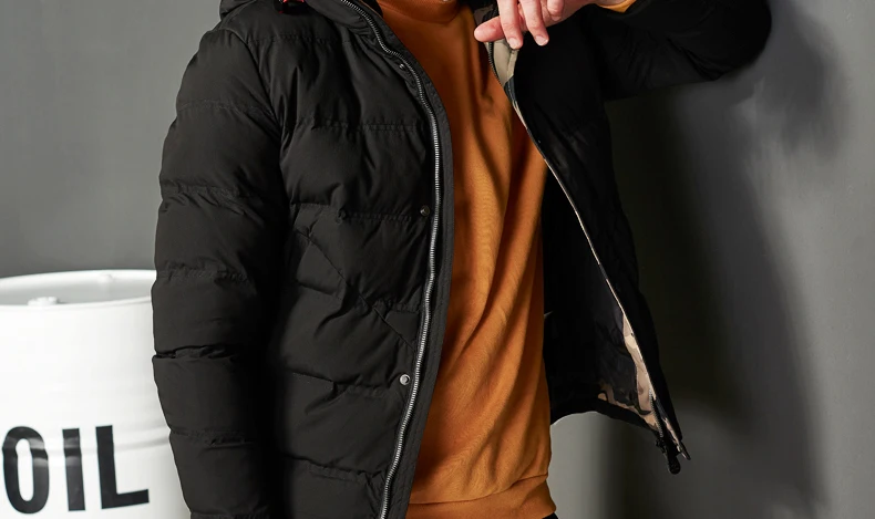 BOSIBIO зимняя мужская куртка, модные плотные куртки и пальто, приталенные ветрозащитные мужские парки с капюшоном, Новое поступление 8157