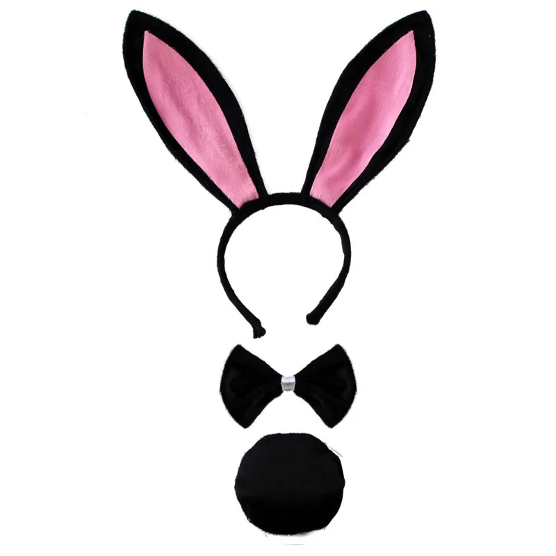 

Cute Long Rabbit Bunny Ears Headband Tail Necktie Cosplay Halloween Party Carnival