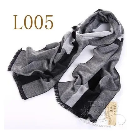 Silk warm and delicate 8 mulberry silk men's scarf to warm up and down black and white grey 005 male scarf Scarves