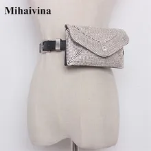 Mihaivina Женская поясная сумка со стразами, поясная сумка со съемным ремнем, роскошный поясная сумка, Модный женский пояс из кожи, сумка, сумки без рук