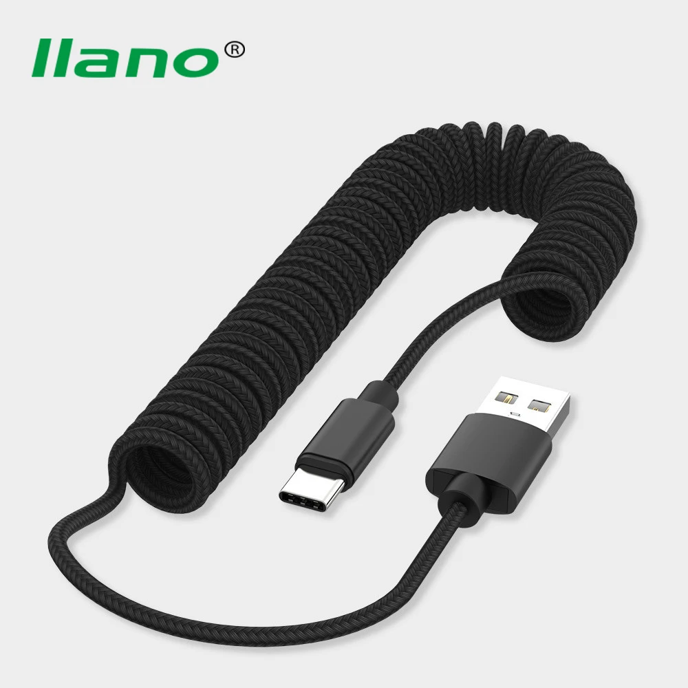 المصغّر usb نوع C 8 دبوس كابل قابل للسحب الربيع كابل ل فون X سامسونج S9 سريع شحن شاحن كابل بيانات سلك سلك مهايئ