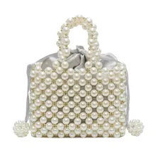 Маленькая женская сумочка с искусственным жемчугом, винтажная Женская Ретро барочная женская сумка с верхней ручкой, летняя новая трендовая мини сумка с бисером