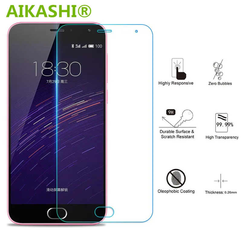 AIKASHI 2 шт. 9H ForMeizu M3S закаленное стекло для Meizu U10 U20 Pro 5 MX6 M2 M3 M5 Note M5s M5C M6 2.5D Защитная
