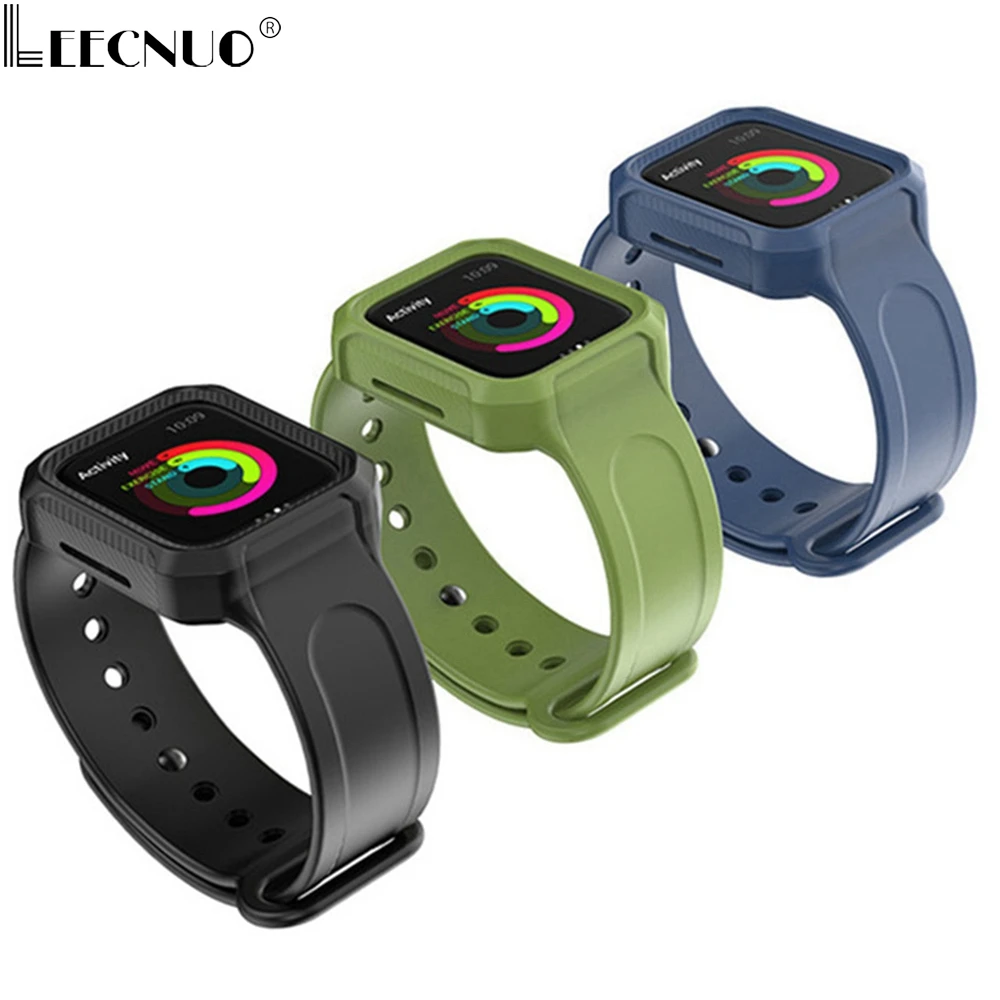 

Leecnuo Soft Silicone Strap for Apple Watch Band Protective Bracelet Watchband for Apple Watch Strap Rubber Watch Band 4 3 2