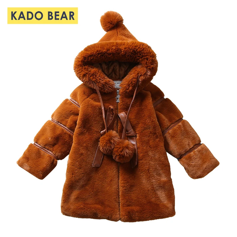 

Baby Girls Kids Hooded Jackets Thick Long Fur Coat Long Sleeve Warm Girl Winter Clothes 2018 Fashion Outerwear Coats Snowsuit