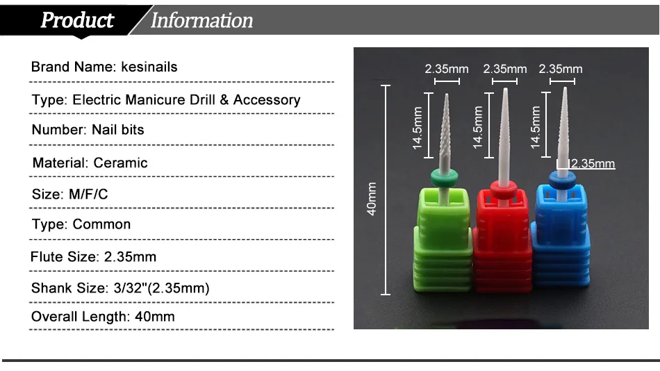 Kesinails Керамика ногтей сверло повернуть Берр фрезерные ногтей резак бит для Маникюр Педикюр Инструмент Электрические ногтей дрель аксессуары