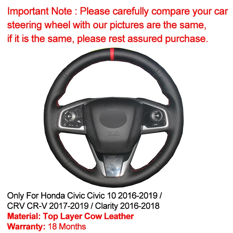 Ручное шитье чехол рулевого колеса автомобиля для Honda Civic 10 CRV CR-V четкость