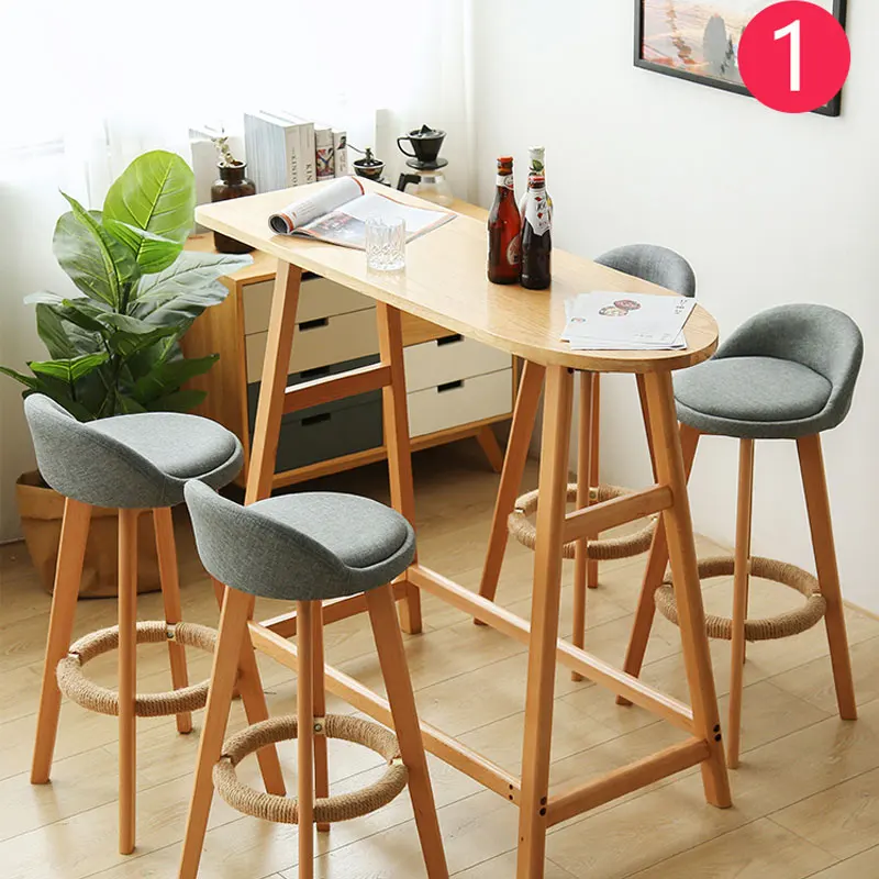 

20%Bar Stool Nordic Modern Minimalist Home Solid Wood High Stool Bar Stool Bar Chair Leisure Back Chair Stool