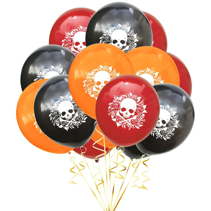 15 шт цветные латексные шары с черепами для Хэллоуина, детские украшения на день рождения, баллоны с гелием, пиратские вечерние шары для Хэллоуина