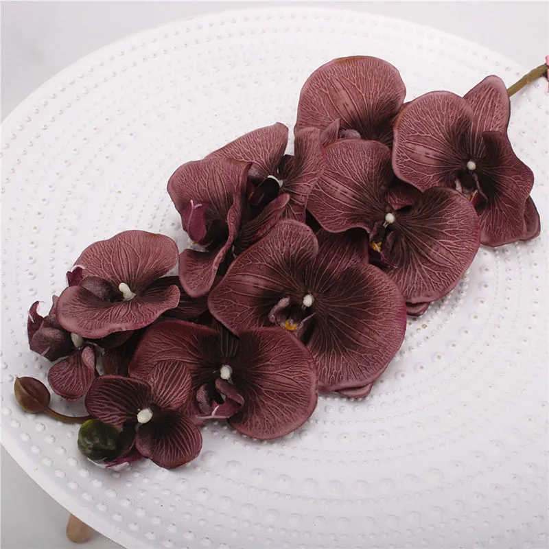 95 см большой искусственный цветок фаленопсис высокого качества Шелковый цветок искусственная Орхидея домашний Декор Сделай Сам Свадьба Рождественский подарок - Цвет: red coffee