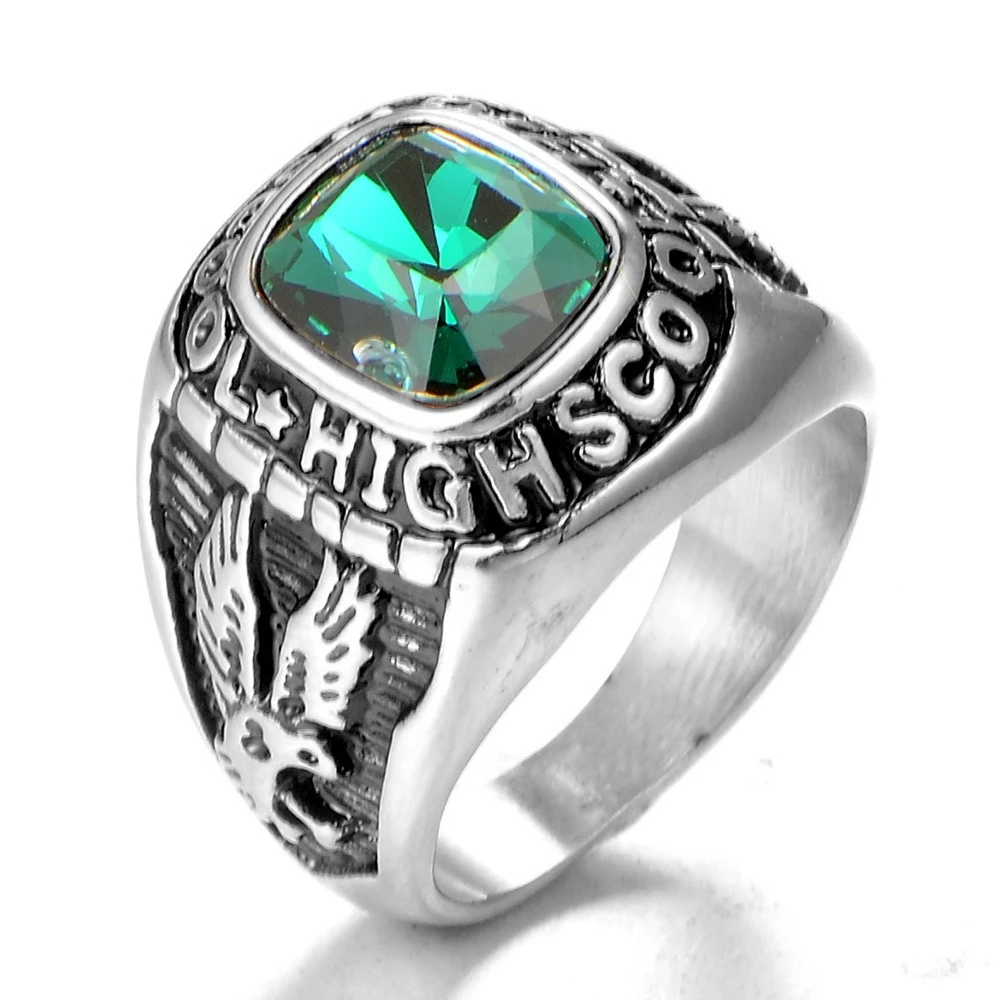 

Stainless Steel Man Men Rings Punk Rock Hip Hop Eagle Gold Silver Multi-color Rhinestone for Male Biker Boy Fashion Jewelry Gift