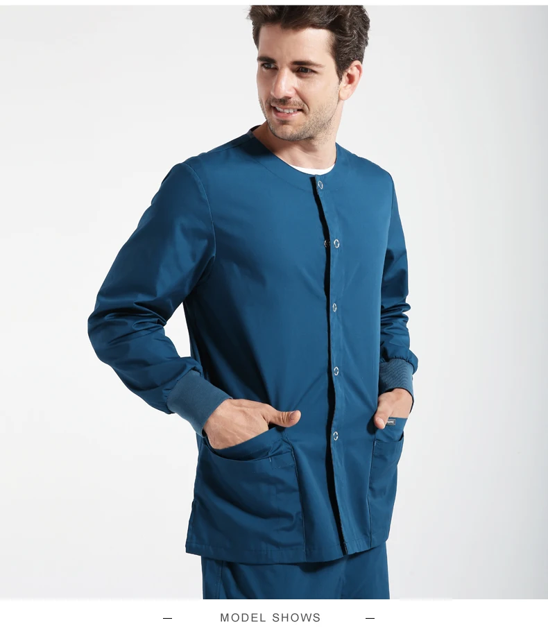 Мужская куртка с эффектом потертости, теплое медицинское пальто, комплекты с эффектом потертости, униформа для кормления, с застежкой спереди, с длинными рукавами, одежда для работы
