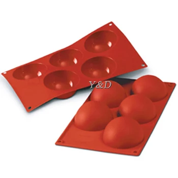 

100% Silicone High Quality 1 PC Half Balls Half-sphere Cake Mold Mould With 5 Holes