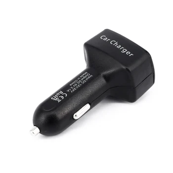 

Black Car Charger DC 12V~24V Voltmeter 4in1 Safe Car ABS Material Charging Dual USB Auto Thermometer