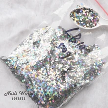 50 г лак для ногтей Абалон цвет ромбические блестки серебряный блестка Блестки для ногтей Советы УФ акриловое украшение цветной LB100-50g