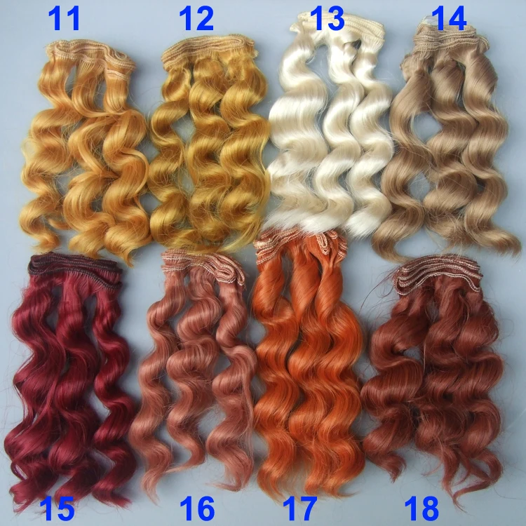 

1piece 15cm curly wigs hair for doll brown yellow red wine color Hair Natural Color Wigs for BJD Doll hair