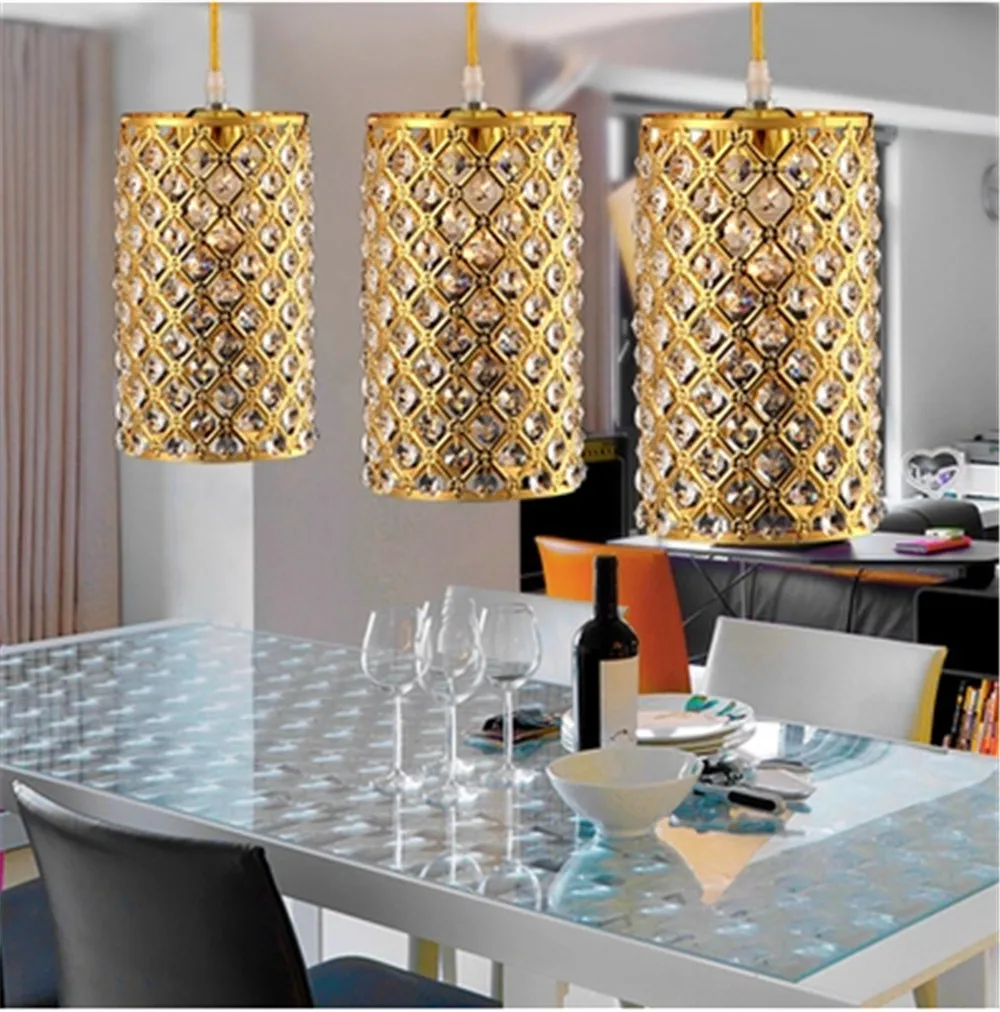 Modern K9 Crystal Small Pendant Light Lampshade Decoration Home Luminaire Dinning Room Lamp