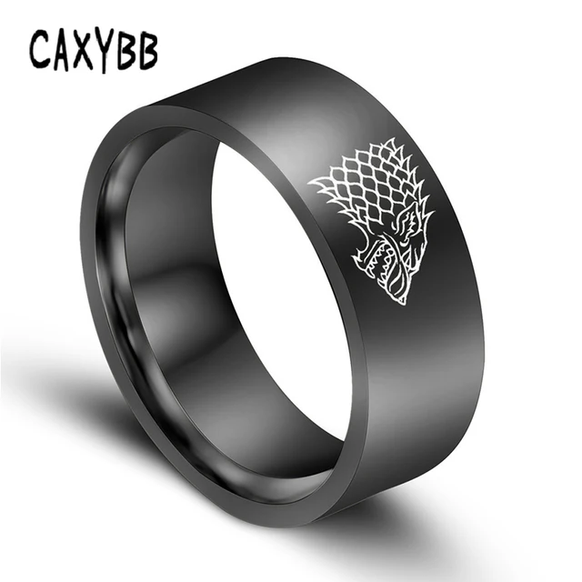 Gold Black Color Silver Stainless Steel Men Game Ring of Thrones House Stark Win Gold Black Color Silver Stainless Steel Men Game Ring of Thrones House Stark Win