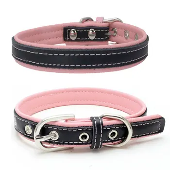 

Genuine Leather pet dog Collar Cats Collars Double Layers Handmade for Cat Kitten collar para gato mascotas