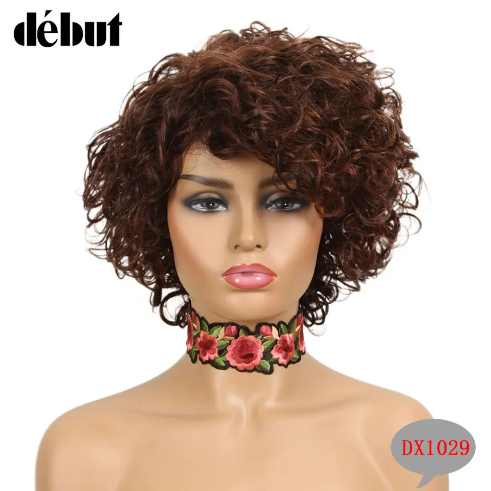 Perucas de Bob Perucas de Cabelo Encaracolado Curto Ombre Humano Barato Pixie Corte Estilo Preto Perucas Completas Tt1b - 33 Dx1029 Marrom Cor Loira 15 High Quality Apliques e perucas