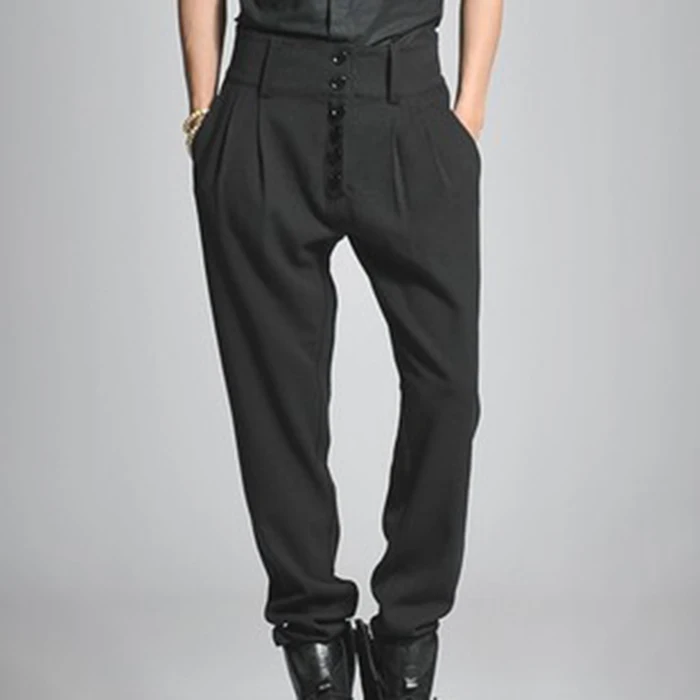 

2017 Big yards men's trousers 27-44 male trousers casual harem pants buttons in high waist of the handsome boot cut jeans