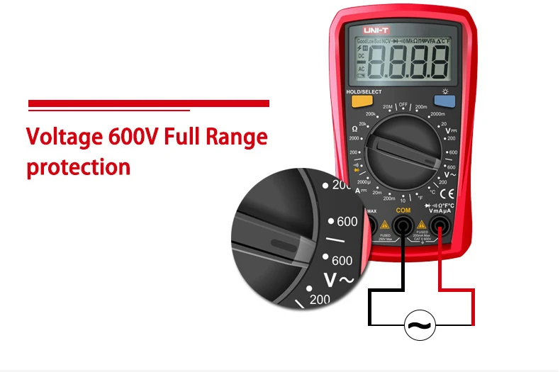 UNI-T UT33B+ цифровой мультиметр ручной диапазон AC DC 200 мВ~ 600 в Измеритель Напряжения DC 10 А Измеритель сопротивления тока