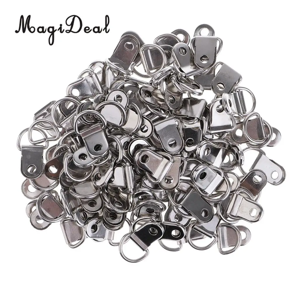 100 Pcs Single Hole D-Ring Hangers Home Decoration Creative Picture Frame Hanging 0.98 x 0.39 inch