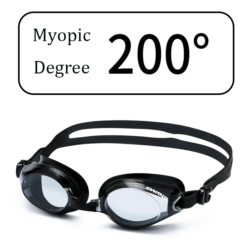 Плавательные очки для близоруких Водонепроницаемый Анти-туман Серфинг Плавание очки Профессиональный Плавание очки шапочки для бассейна Заглушки для ушей, зажим для носа комплект - Цвет: Myopic goggles 200