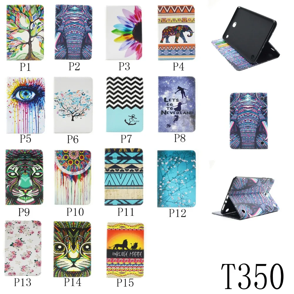 

Cartoon Leather Stand Case [Card Holder] Flip Folio Wallet Case Cover For Samsung Galaxy Tab A 8.0" SM T350 P350 P355 T355C T355