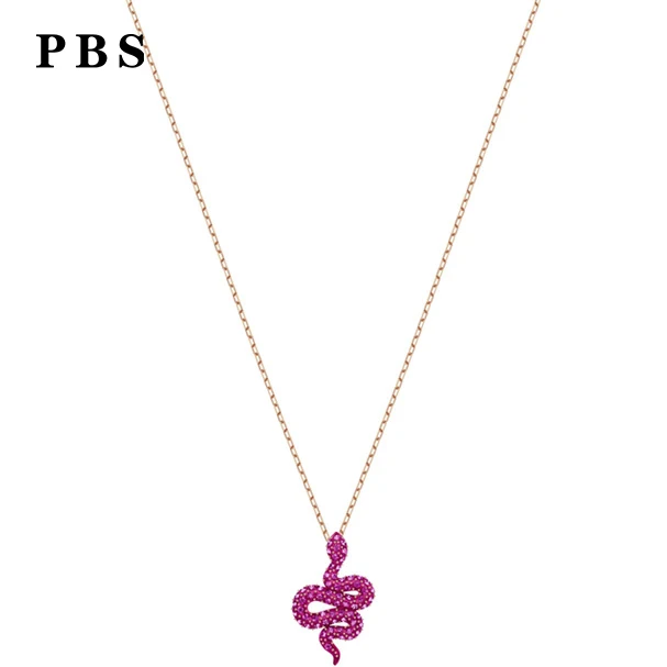 

PBS Original Copy High Quality 1:1 Exquisite Red Snake Necklace Plated With Rose Gold Logo Free Wholesale Manufacturers