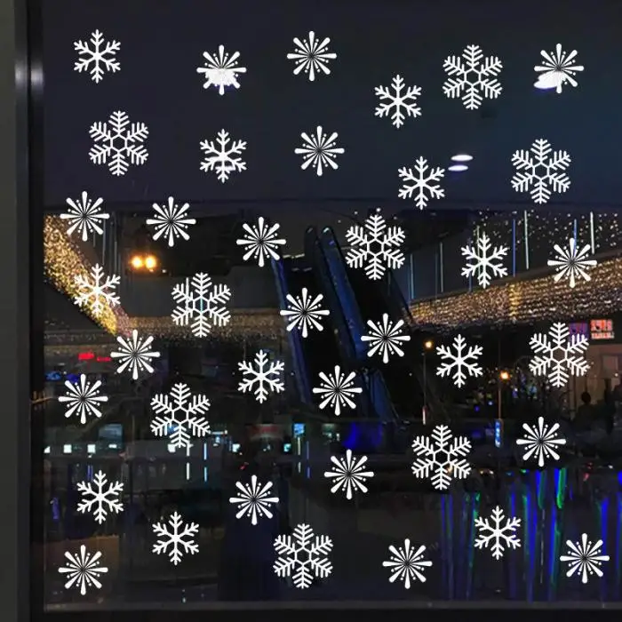 Стиль, Рождественская Снежинка, статическая стекляная наклейка, многоразовые съемные статические наклейки, для окна ванной, вечерние, новогодние, домашний декор