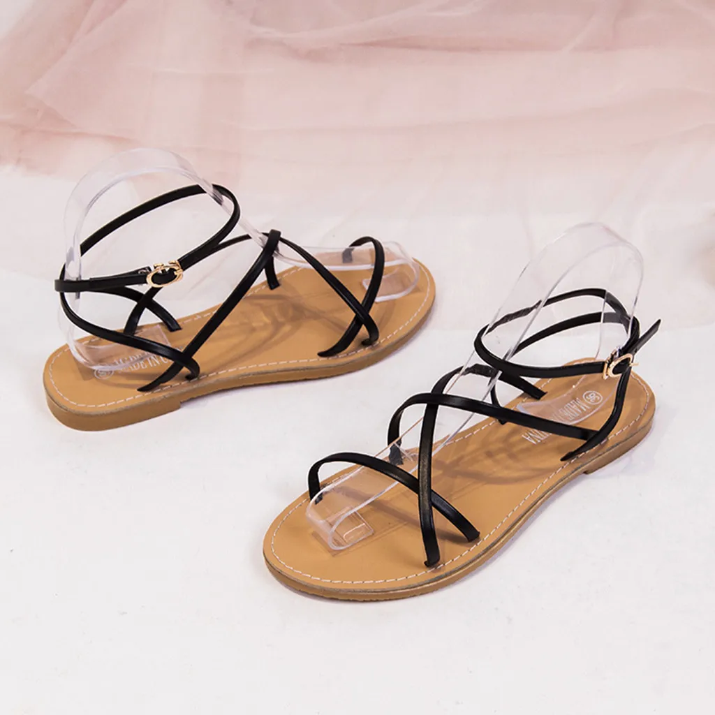SAGACE сандалии на плоской подошве с ремешками на пряжках; модные сандалии-гладиаторы в римском стиле; коллекция года; пляжная обувь в богемном стиле; женские сандалии