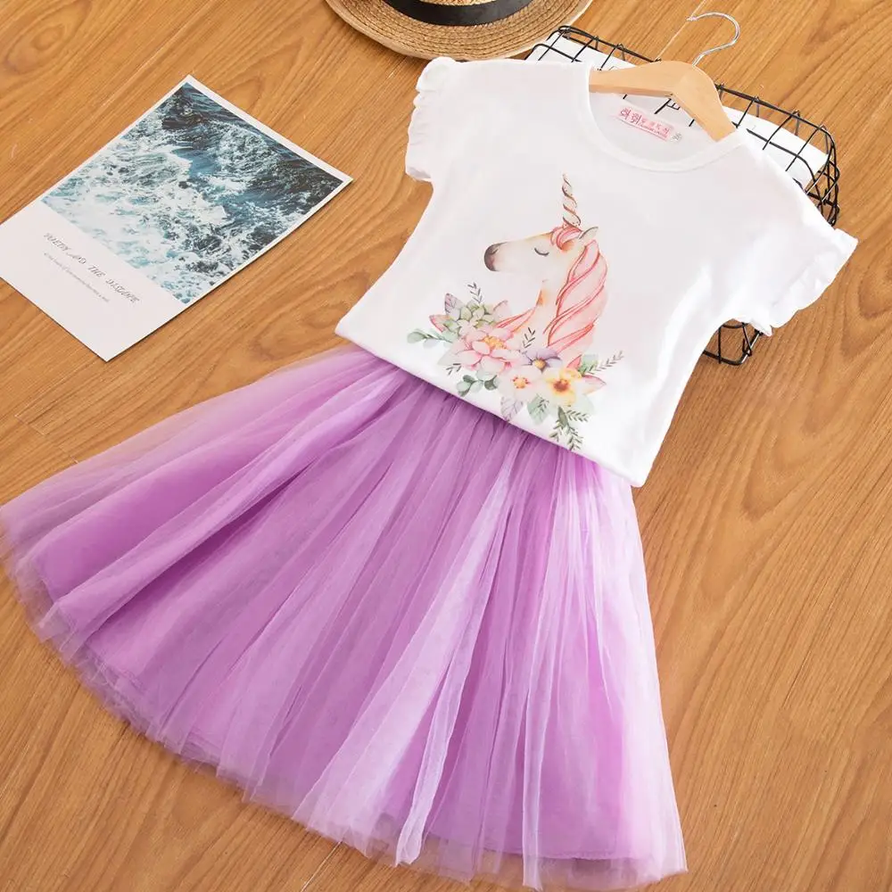 

3-8 Years Summer Unicorn Dress For Girls Children's Clothes Kids Lace Dresses Baby Girls Unicorn Costume Party Dress Casual Wear